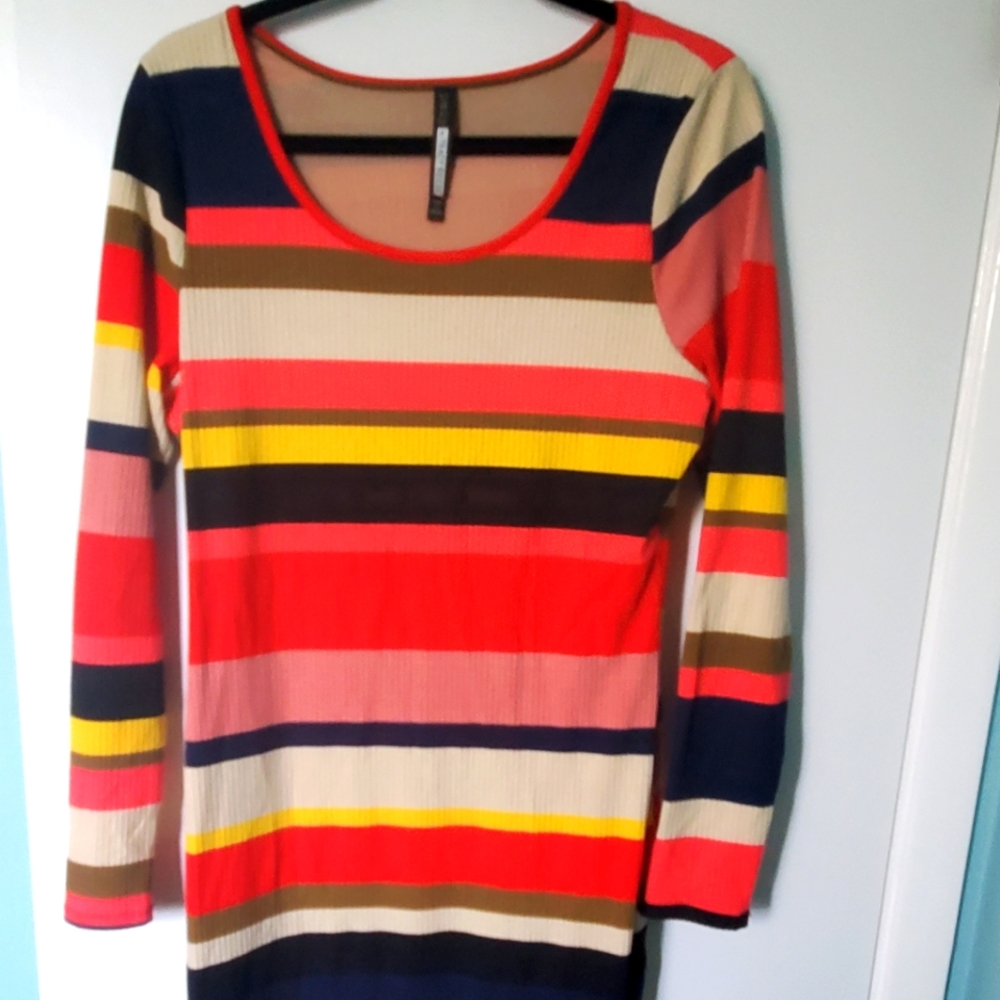 Plenty by Tracy Reese ribbed multicolor stripe dress sz L